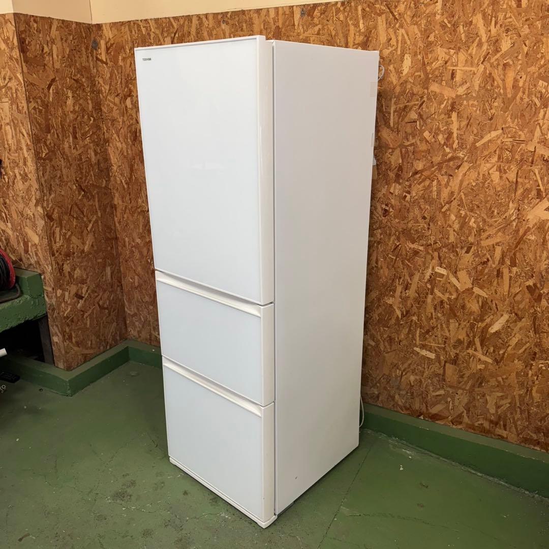 313★2017年製★東芝　冷蔵庫　大型　3ドア　自動製氷　ガラス扉　300L
