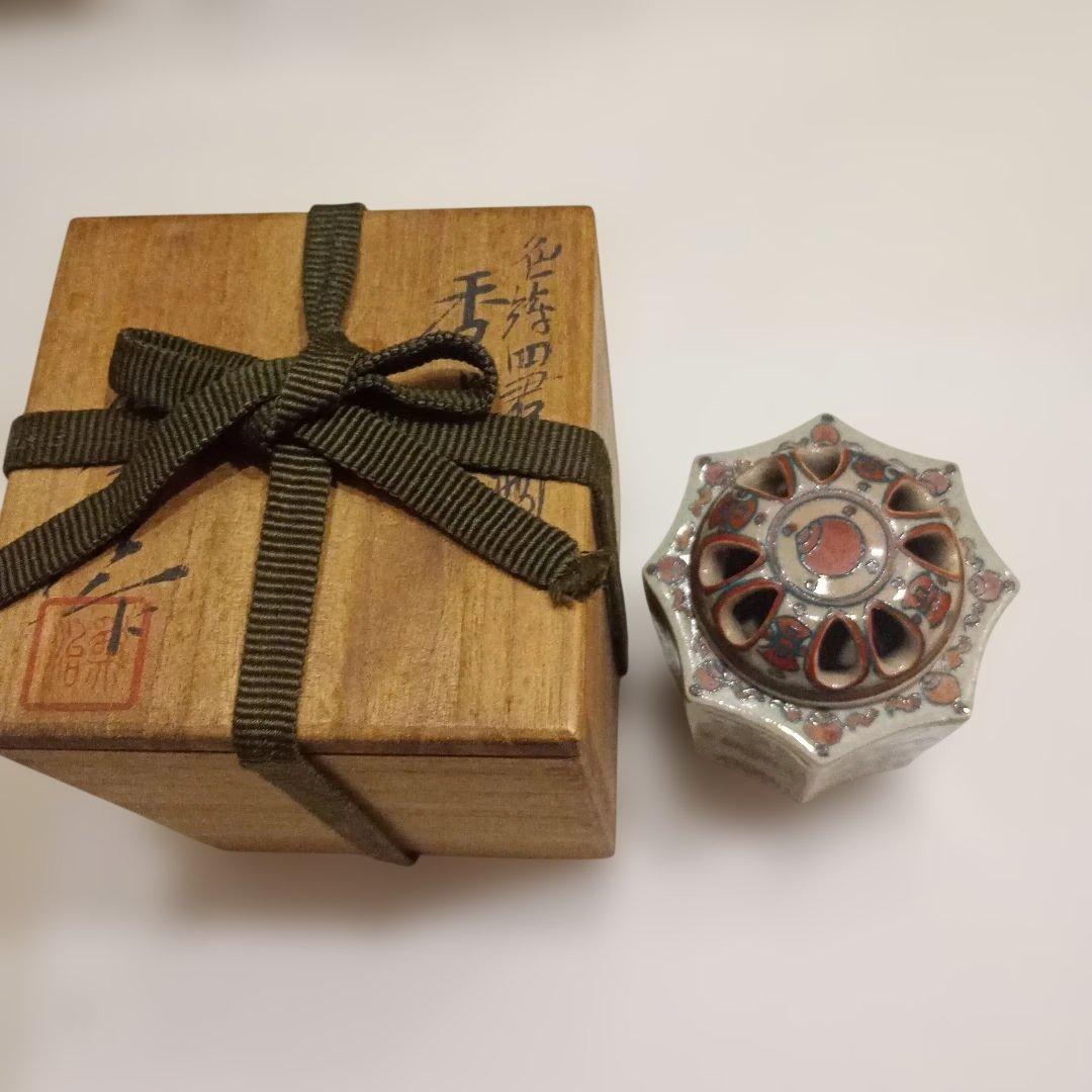 香爐　　松本為作視　花柄八角形