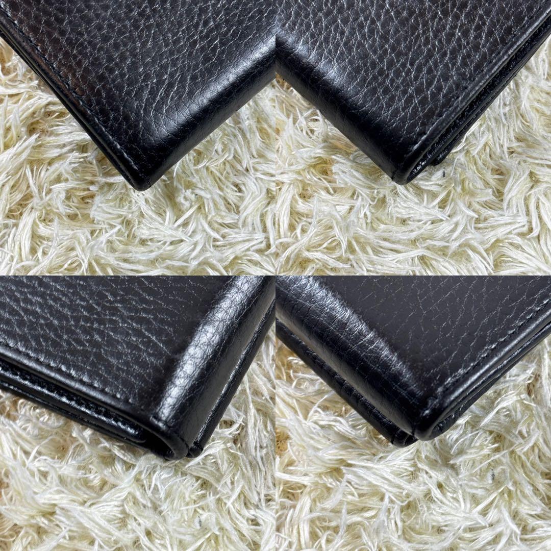 美品✨グッチ　三つ折り財布　マーモント　黒　レザー　付属品完備　523777