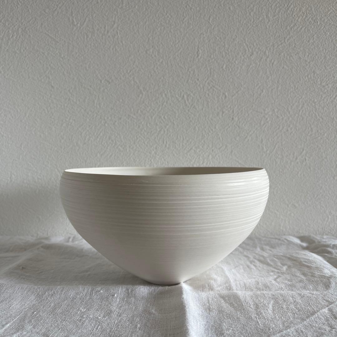 黒田泰蔵さん　白磁鉢　黒田征太郎さんの和紙、桐箱付き