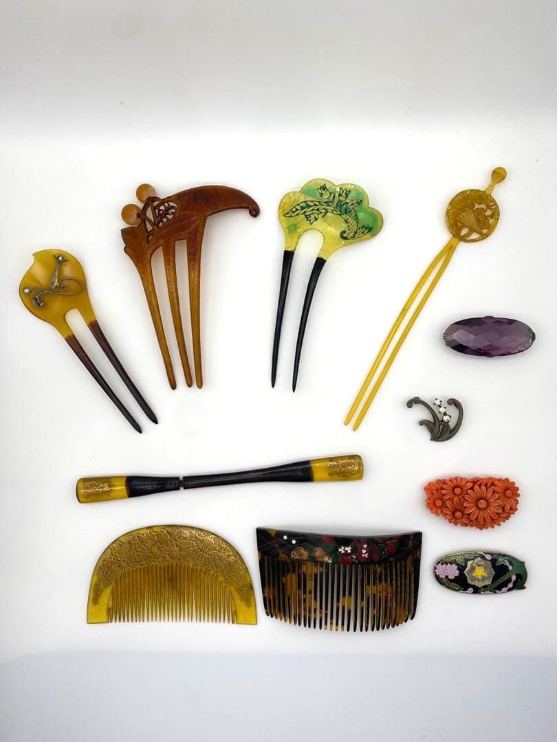 【超貴重】アンティーク簪・帯留セット11点