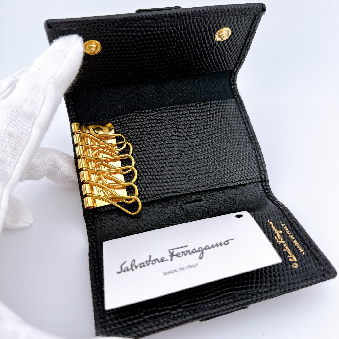 極美品 Salvatore Ferragamo キーケース ブラック 6連