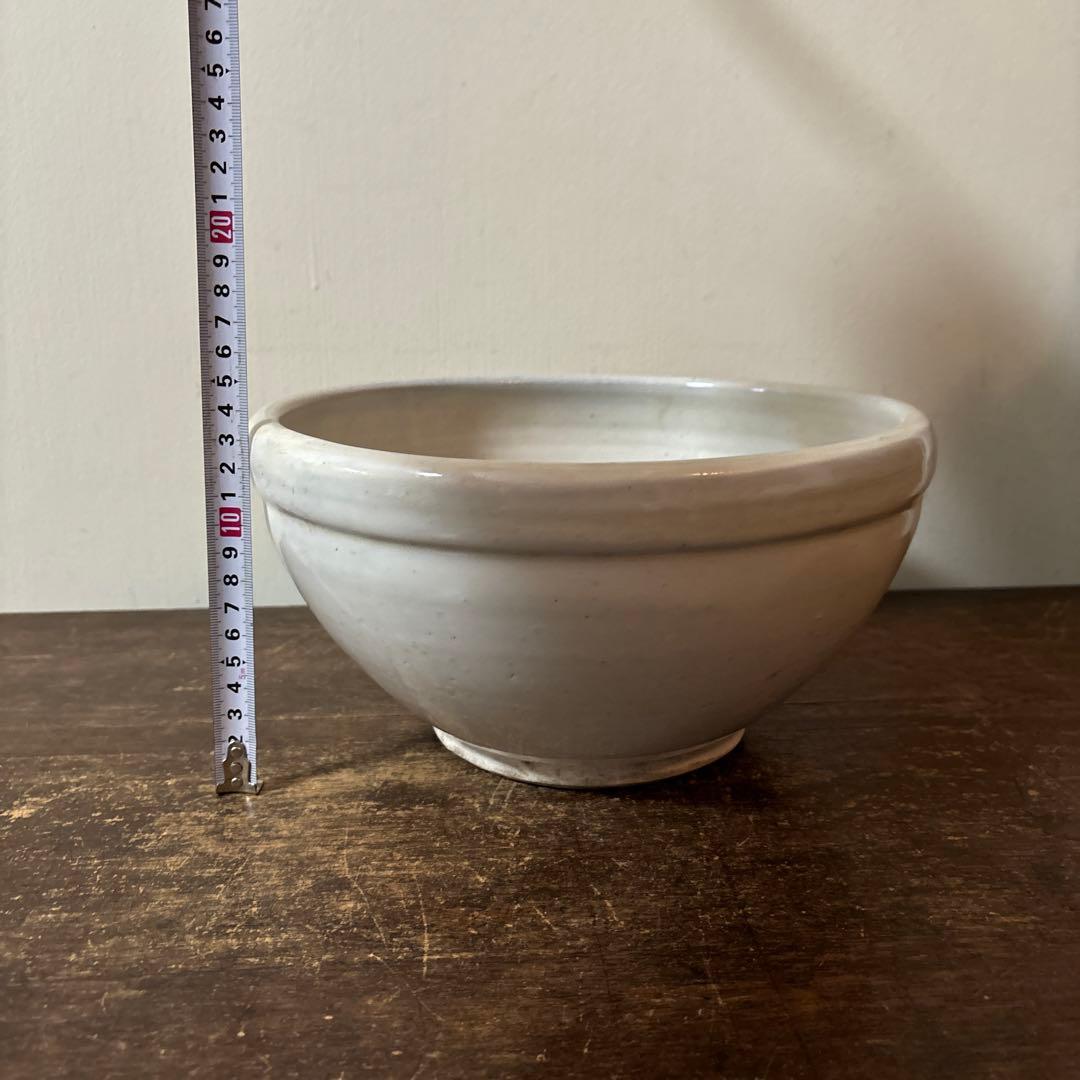 東北民窯　平清水焼　大鉢　白釉　花器　白磁　アンティーク　骨董　古美術　李朝