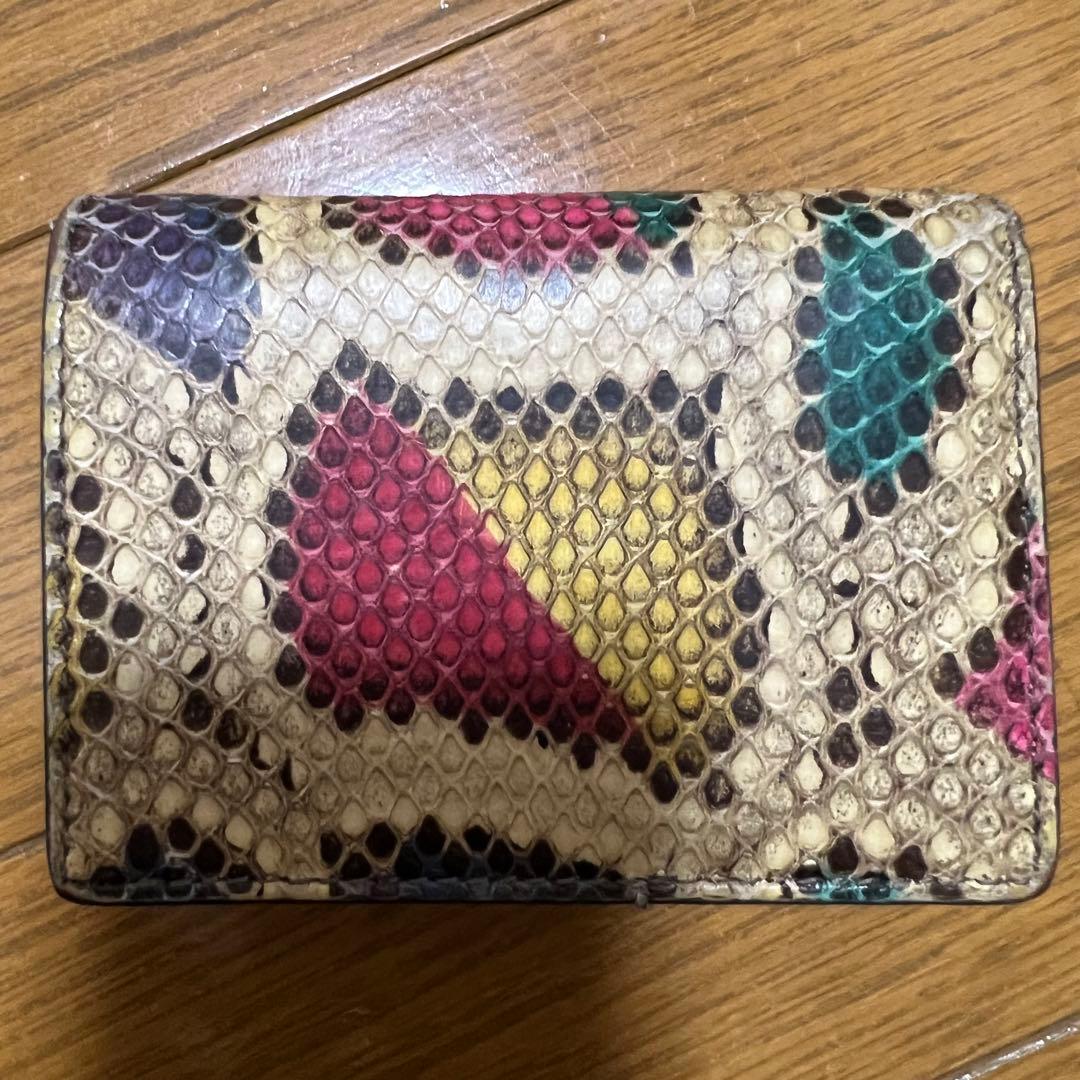 GUCCI マルチカラー ヘビ革 二つ折り財布