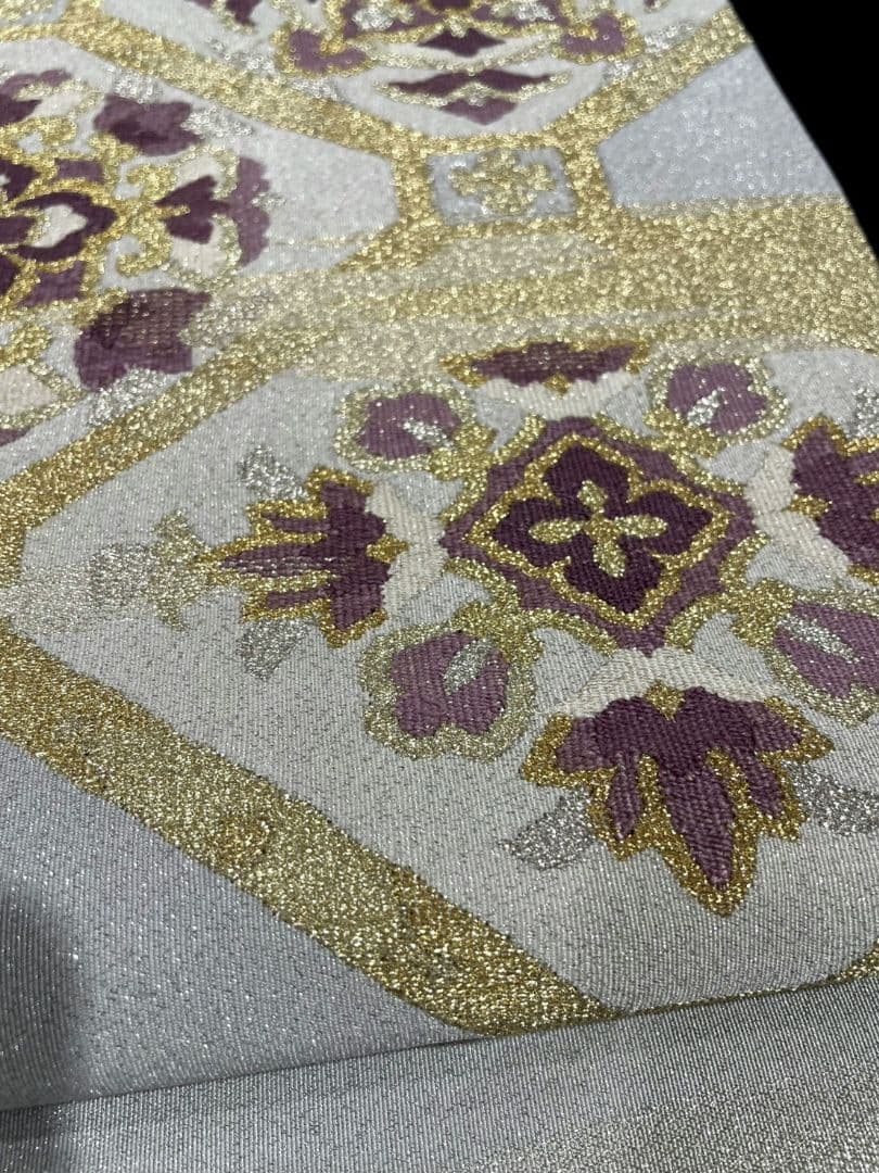 【お茶席用に】★★正絹　じゅらく\"帝王紫\"　綴れ袋帯★★