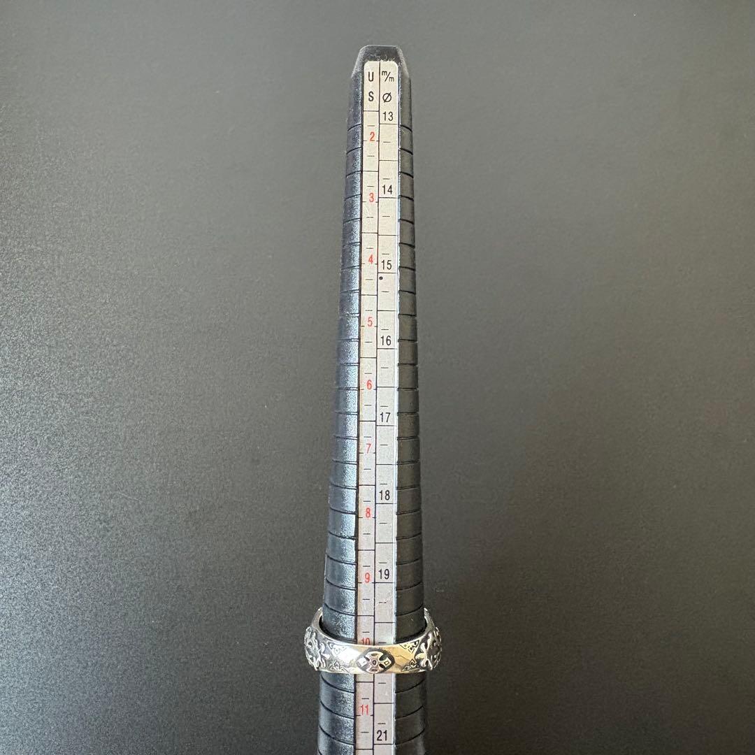 彫銀　ヘマタイトリング　シルバーリング　約22号　装飾　レア