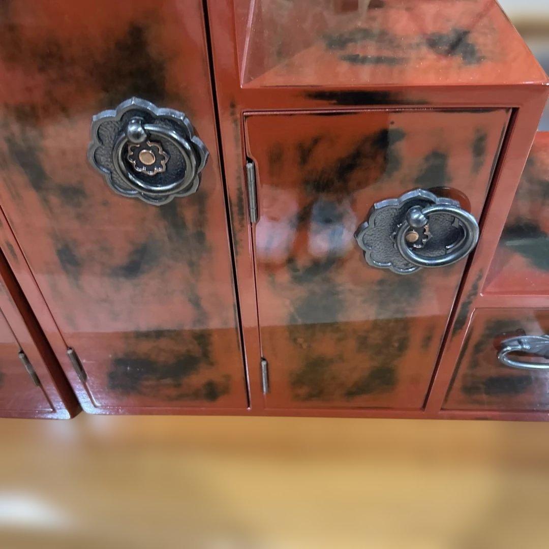 赤い階段型木製箪笥　高級　昭和レトロ　珍品　コレクション