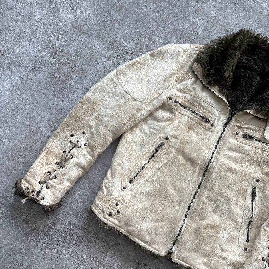 【SCHLUSSEL】 シュリセル フェイクレザー ボアライダースジャケット