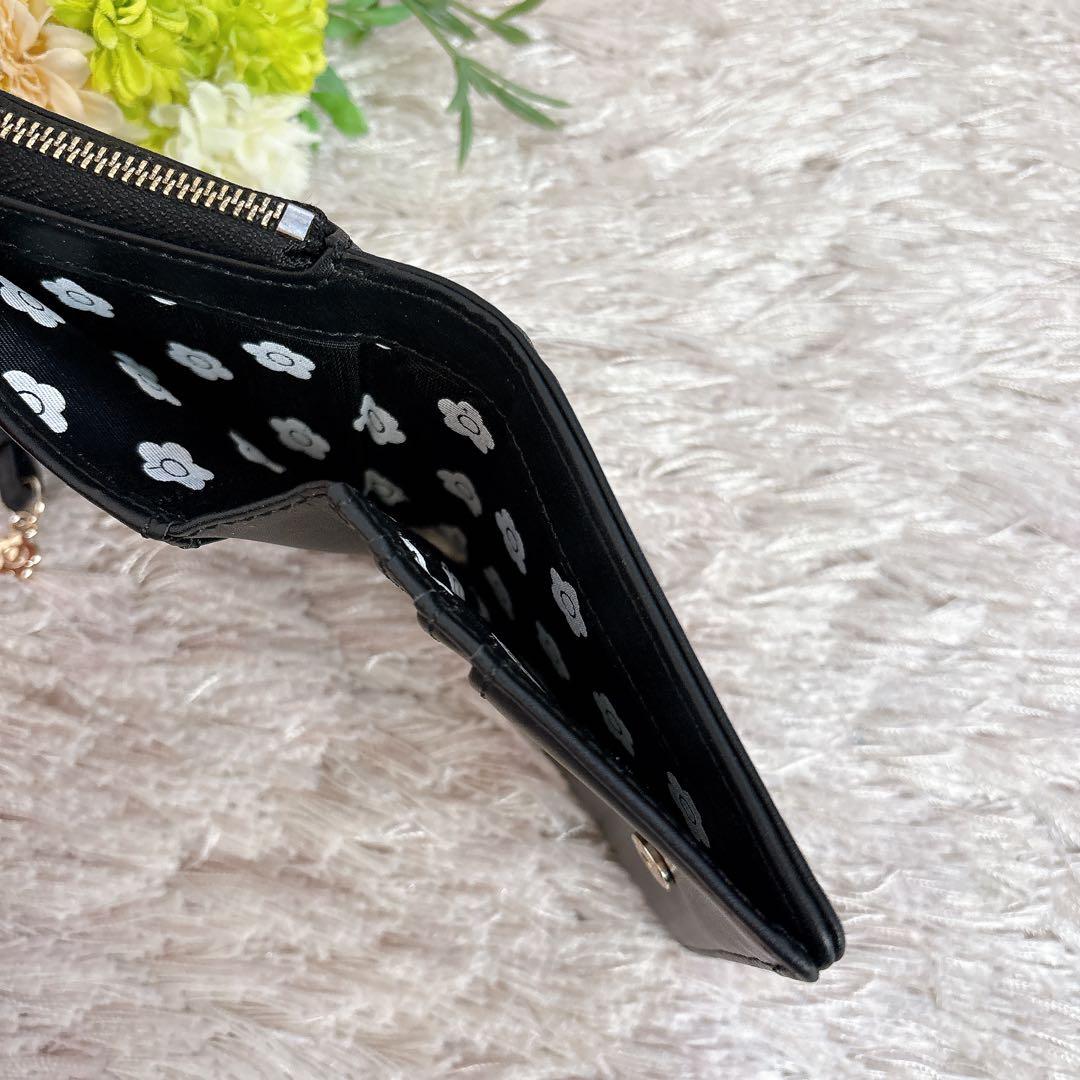 極美品✨MARY QUANT マリークワント 二つ折り財布 デイジー 黒