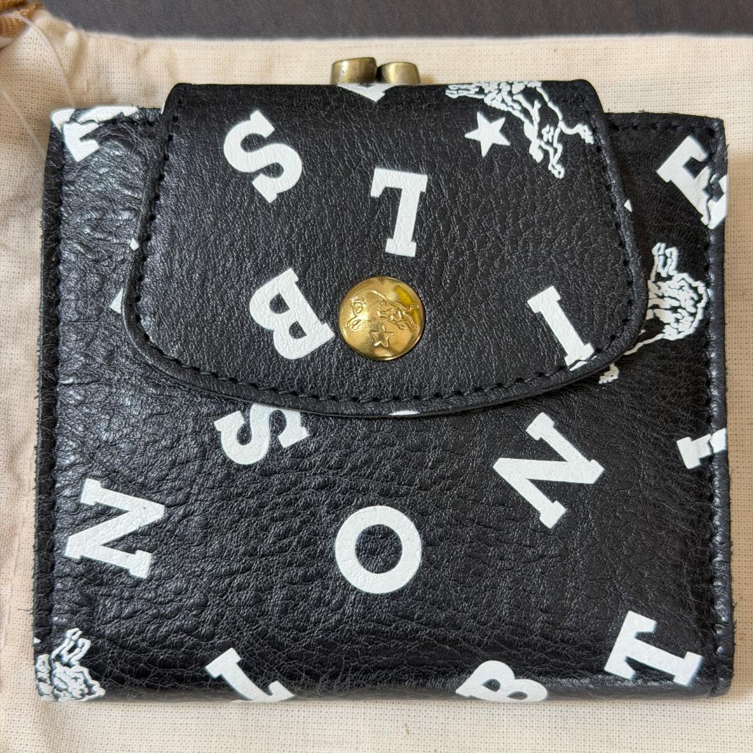 【新品未使用】イルビゾンテ 二つ折り 財布 がま口 ロゴ ブラック系