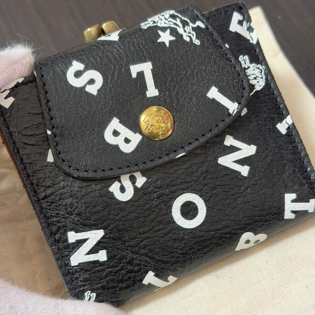 【新品未使用】イルビゾンテ 二つ折り 財布 がま口 ロゴ ブラック系