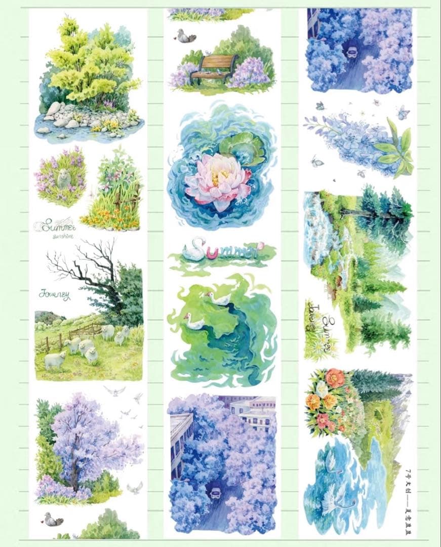 【8573】海外　マステ　5m巻売り　PETマスキングテープ　夏景色