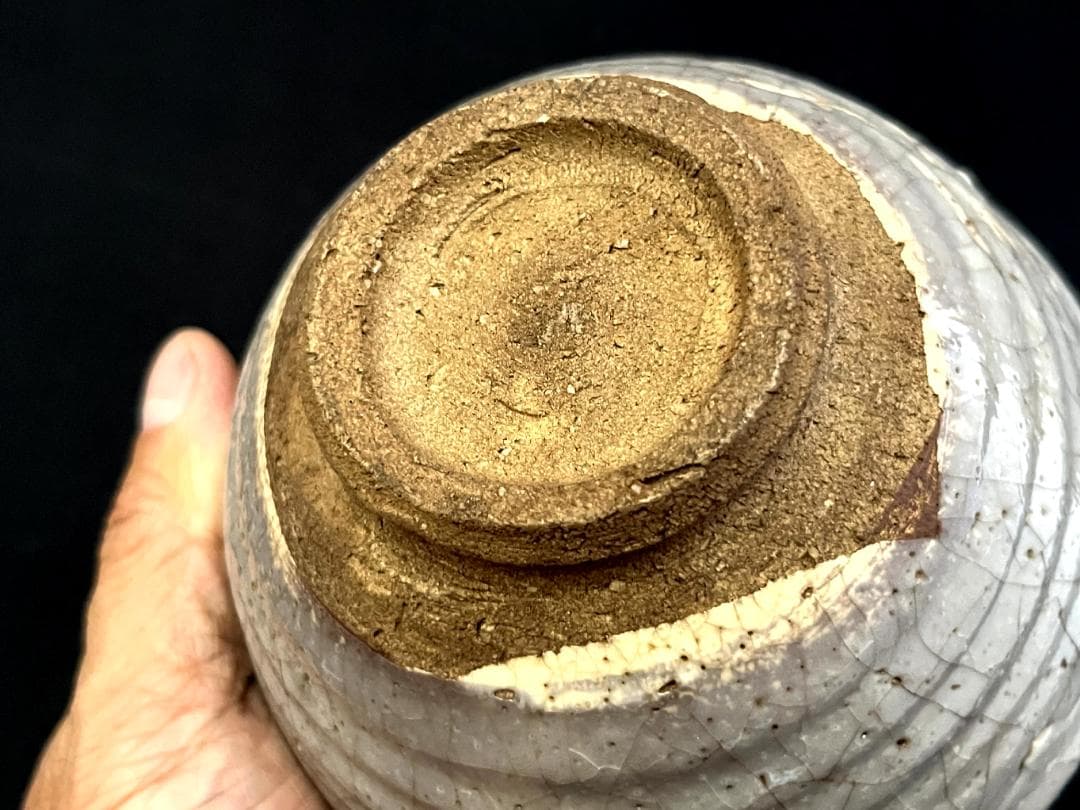 茶碗■古鼠志野 江戸期 葉紋 抹茶碗 古美術 時代物 骨董品 アンティーク■