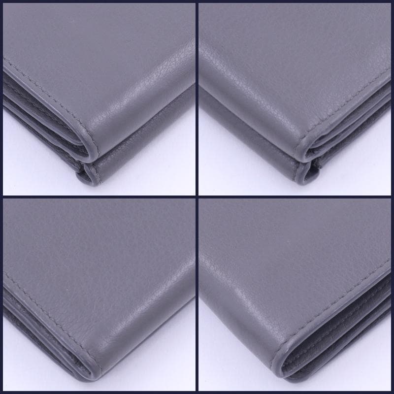 BALENCIAGA バレンシアガ ミニ 三つ折り財布 グレー レザー