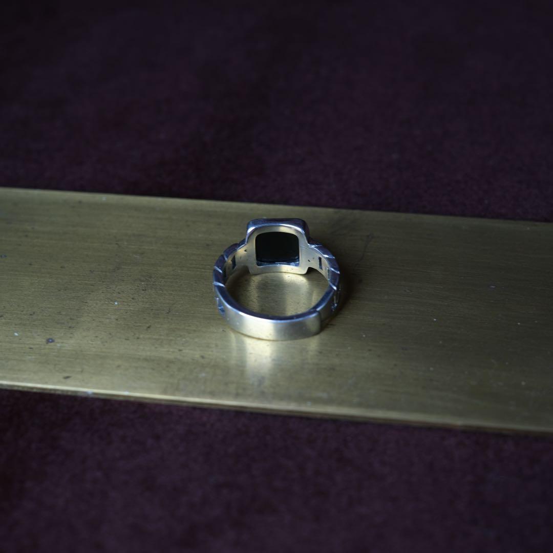 シルバー925 silver スクエアオニキスリング/軽研磨仕上げ/18号