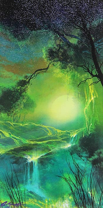 デイル・ターブッシュ【エメラルドムーン】オリジナル 油彩 変形10号