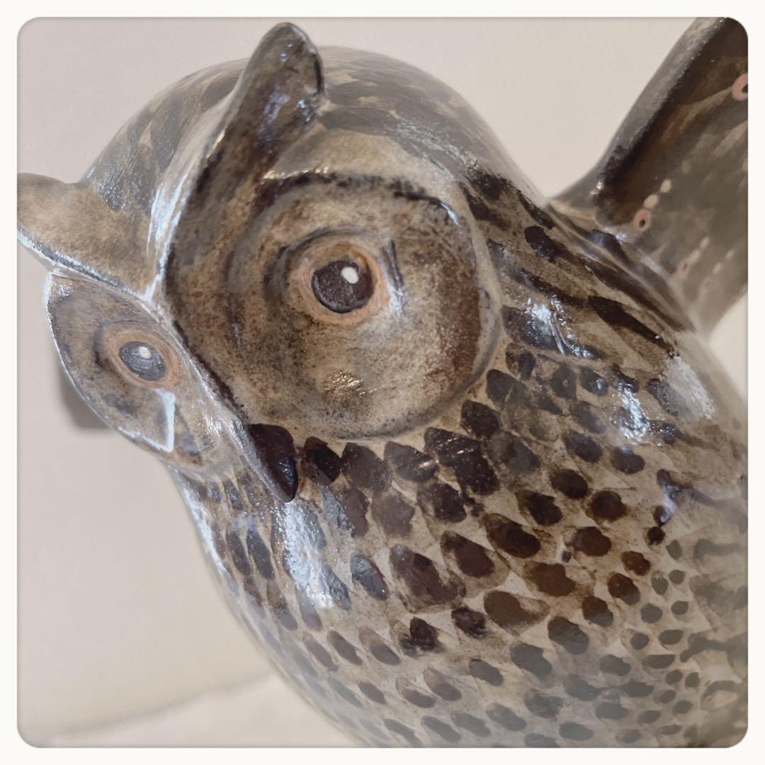 フクロウ　オブジェ　ハンドメイド陶器　スイスJacob Gelzer