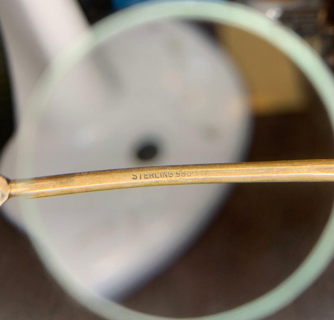 STEARLING950 金鍍金 三味線細工 時代物 根付け 薬入れ 珍品