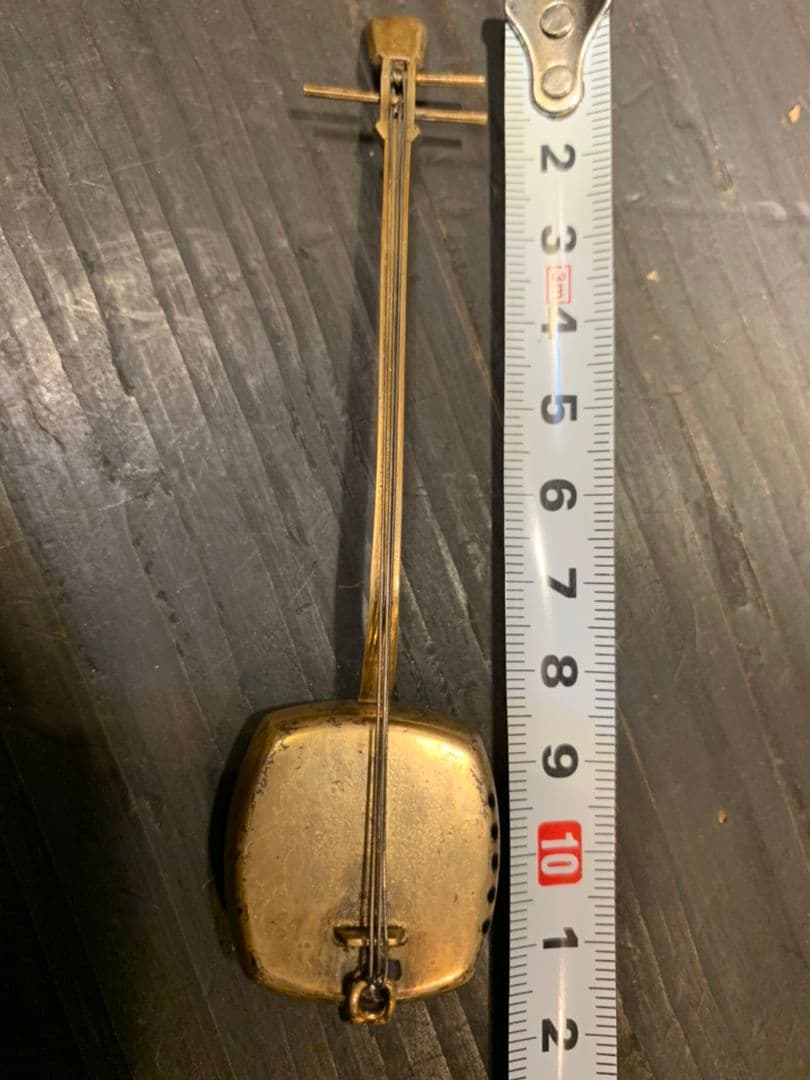 STEARLING950 金鍍金 三味線細工 時代物 根付け 薬入れ 珍品