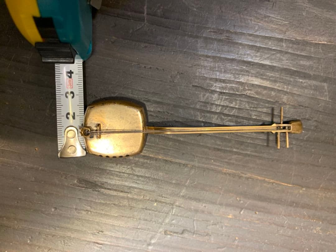 STEARLING950 金鍍金 三味線細工 時代物 根付け 薬入れ 珍品