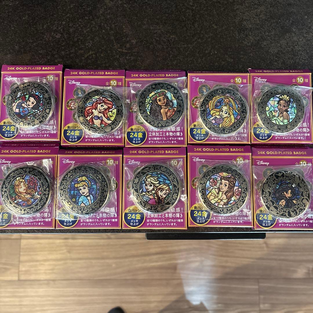 ディズニープリンセス 24金メッキピンバッジ全10種セット