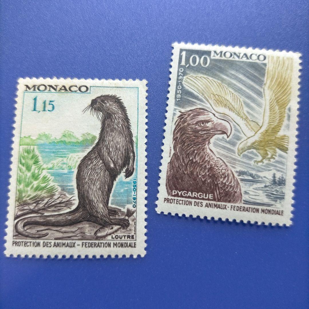 3820 外国切手 モナコ 1970年 国際動物保護協会２０周年 凹版6種完