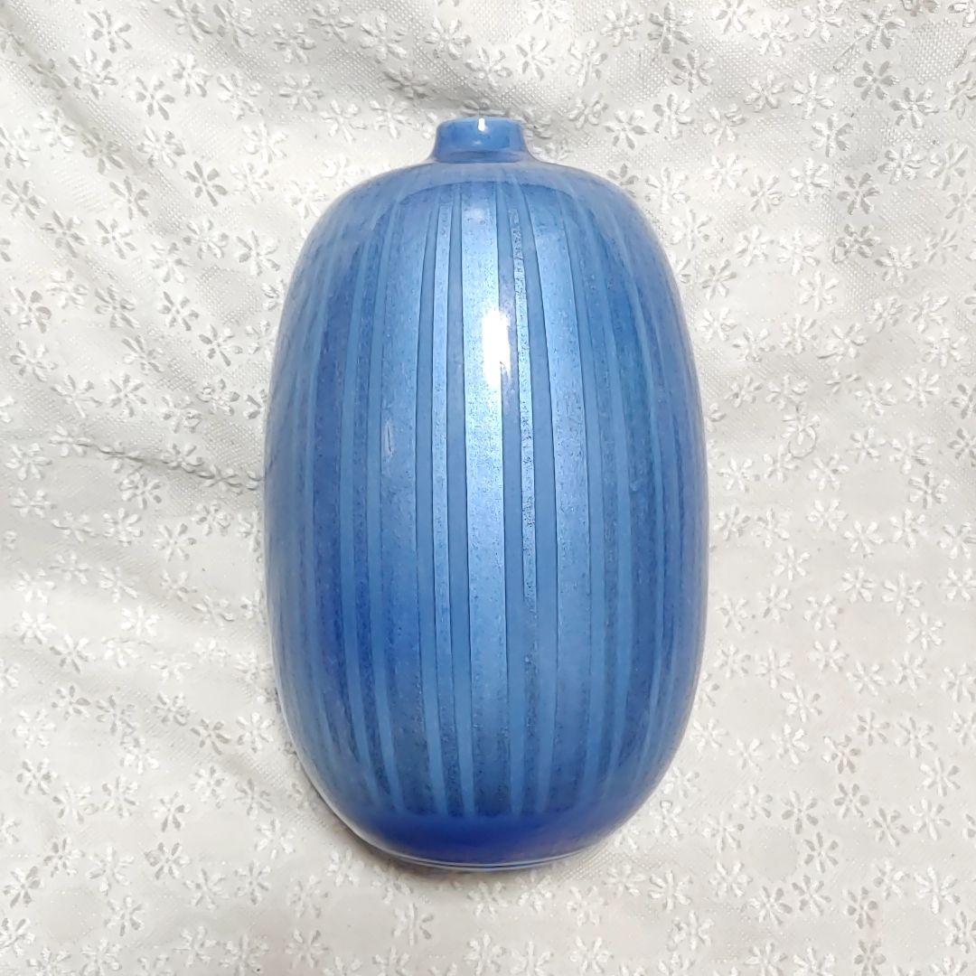 人間国宝　中田一於　釉裏銀彩　花入　九谷焼　淡青釉裏銀彩 花瓶 日本工芸会正会員