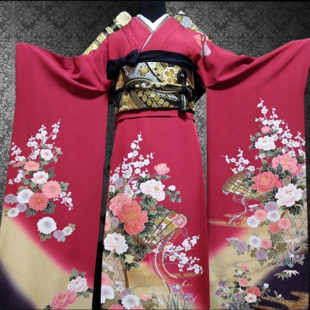 最終価格☆振袖フルセット(7点)・成人式・古典柄・金彩加工・やまと誂製・胴裏正絹