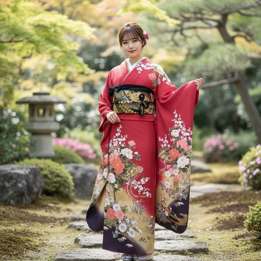 最終価格☆振袖フルセット(7点)・成人式・古典柄・金彩加工・やまと誂製・胴裏正絹