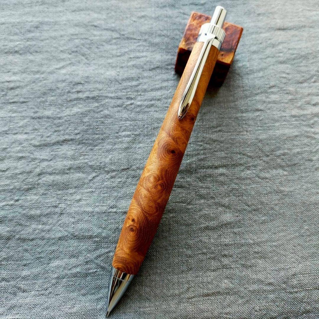 江戸時代の欅瘤　ハンドメイド　木軸シャープペン　0.5mm　天然木　ブラック