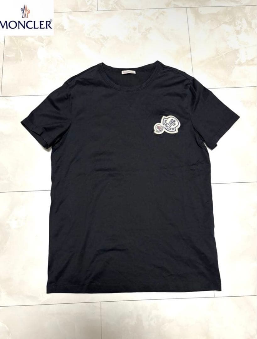 国内正規品 モンクレール ダブルワッペン Tシャツ 半袖 XL ブラック