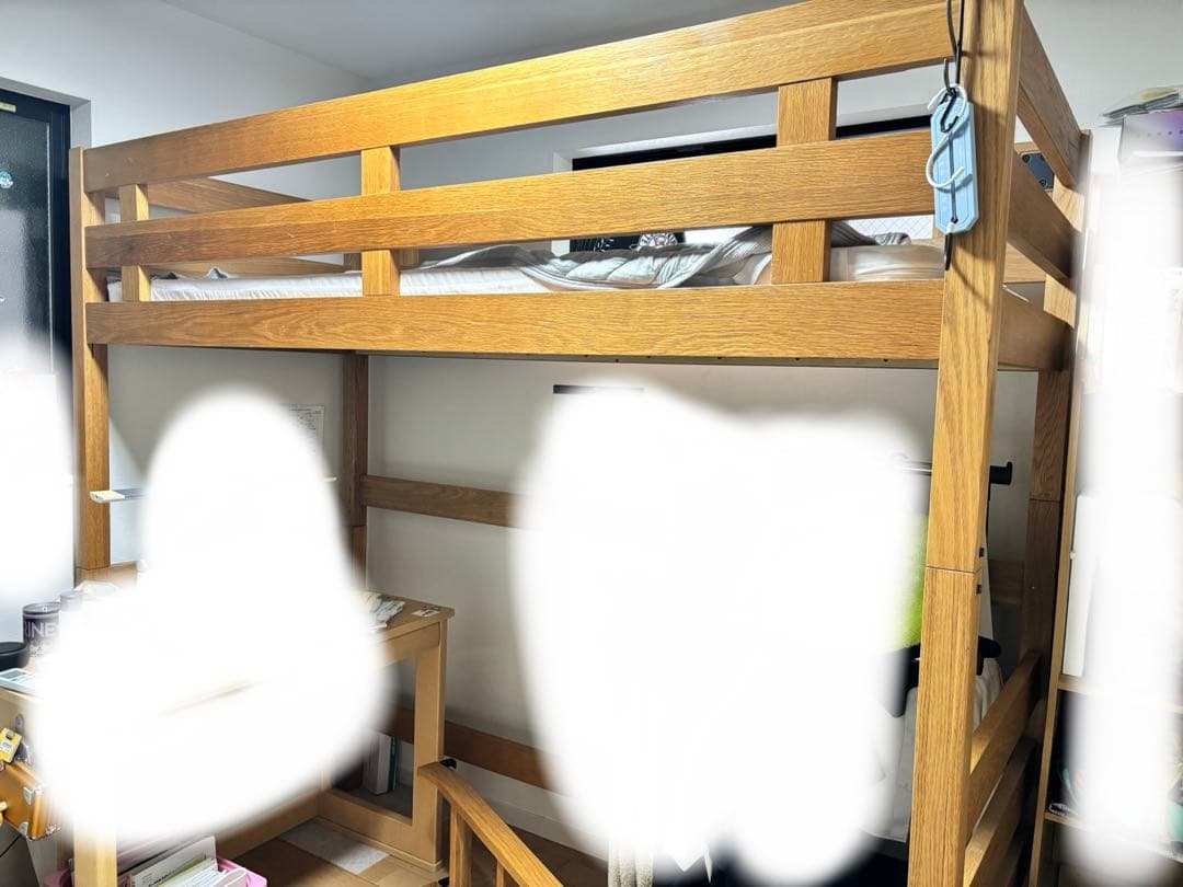 オーク材ハイベッド幅87.5×奥行204×高187cm 引き取り限定無印良品