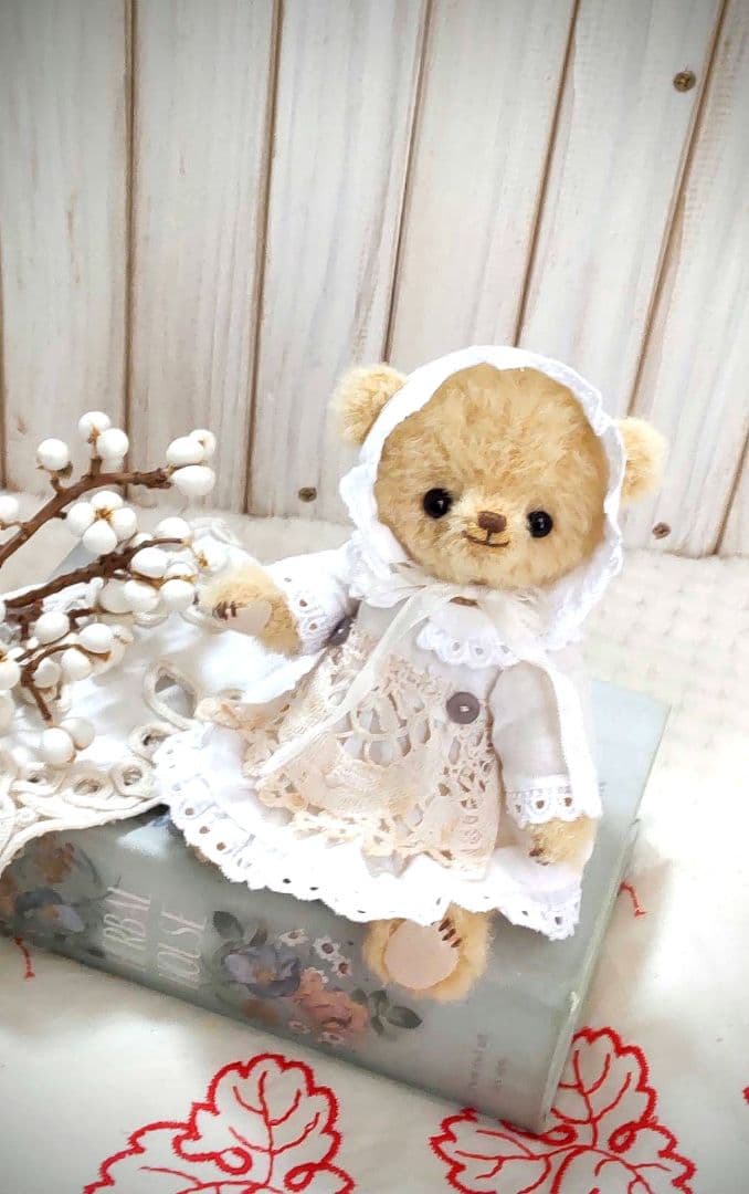 ハンドメイド テディベア ラティニティアルパカ カスタード色 手作り