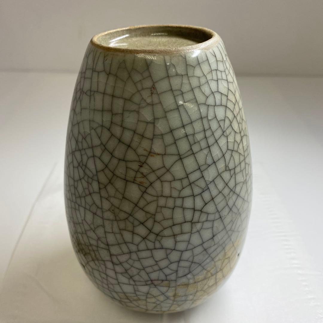 中国古窯　哥窯花瓶　高さ約14.5㎝　本Y7-0331☆1Fタエチ