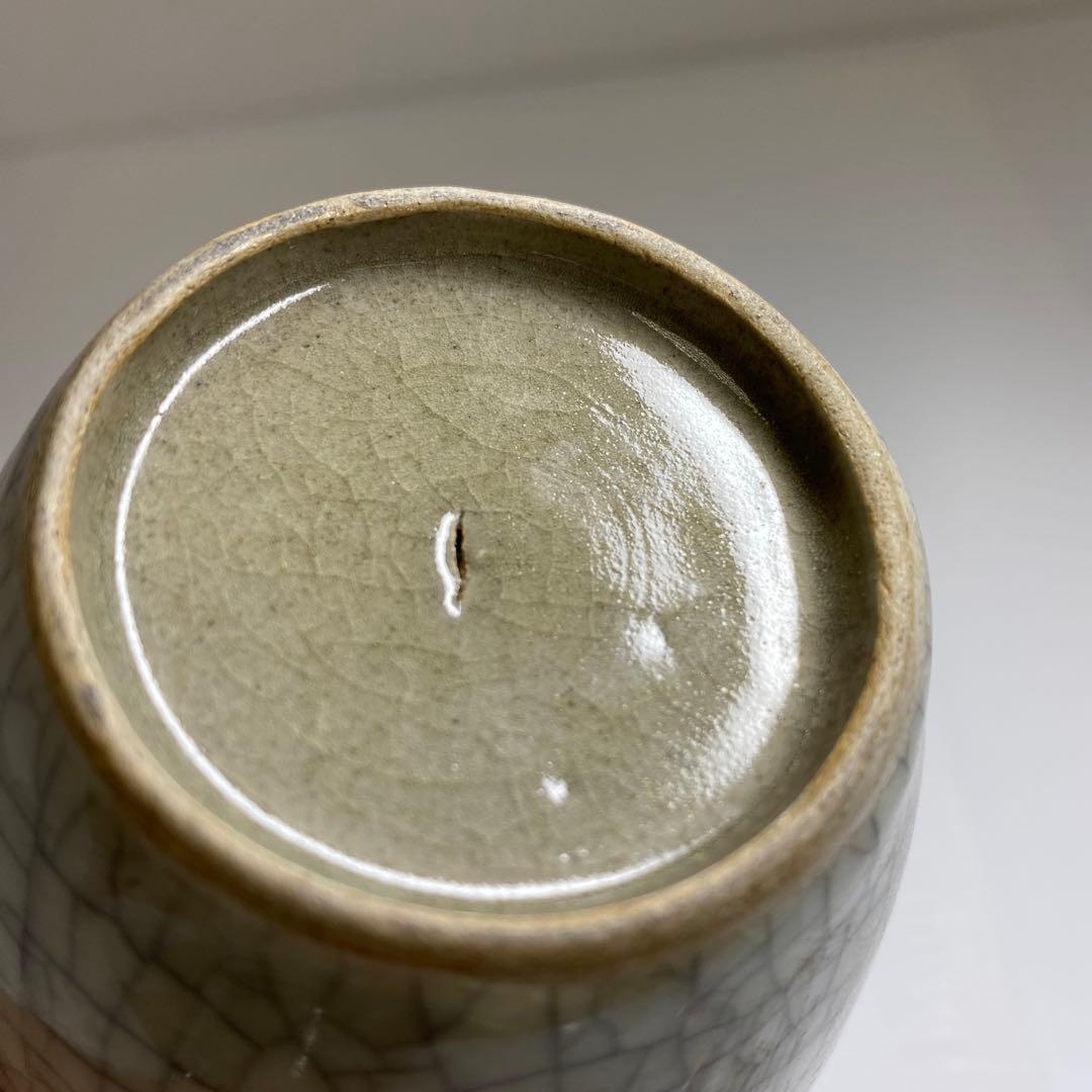 中国古窯　哥窯花瓶　高さ約14.5㎝　本Y7-0331☆1Fタエチ