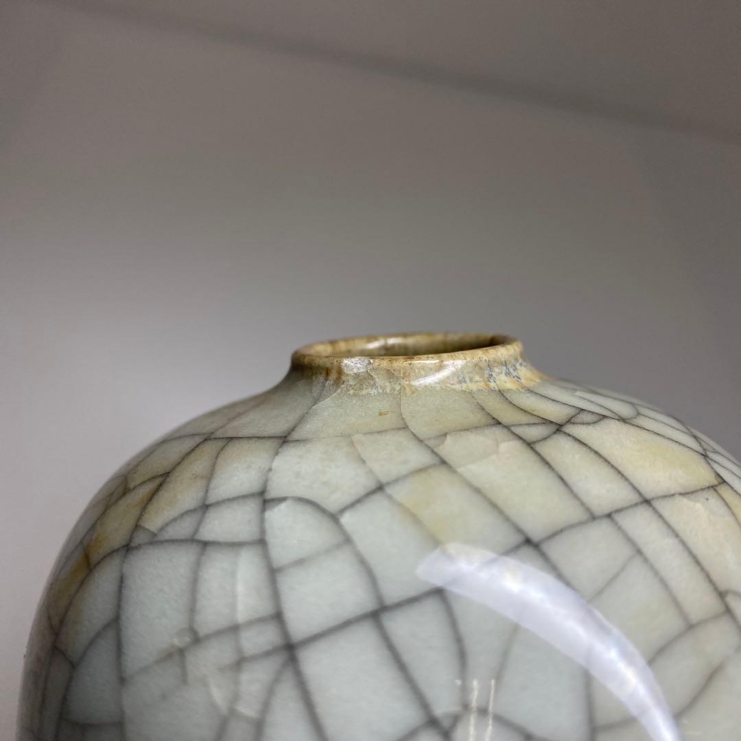 中国古窯　哥窯花瓶　高さ約14.5㎝　本Y7-0331☆1Fタエチ