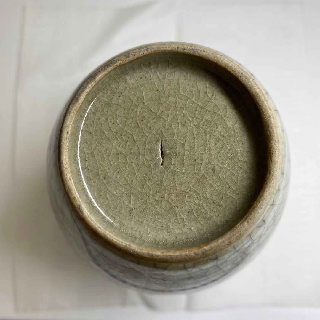 中国古窯　哥窯花瓶　高さ約14.5㎝　本Y7-0331☆1Fタエチ