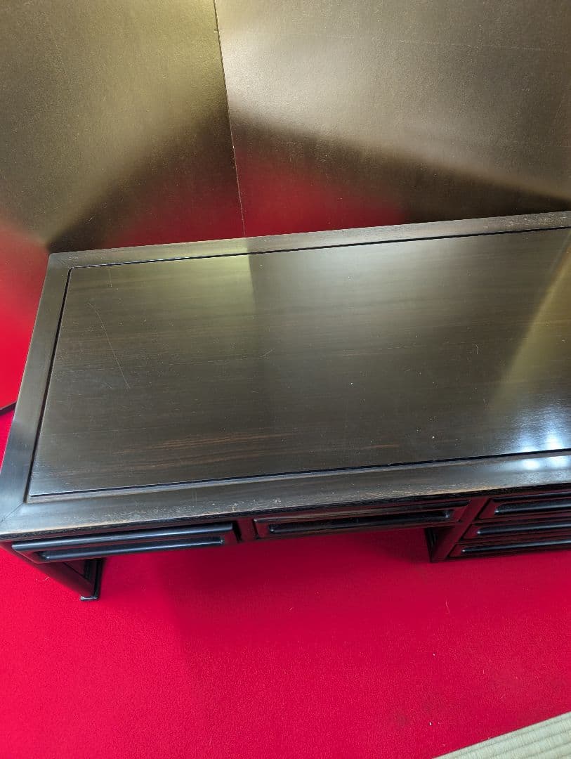 総黒檀 最高級 黒檀 文机 書斎 机 唐木家具 銘木 無垢材 飾り棚