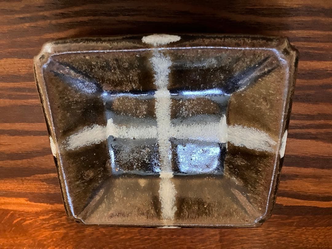 生田和孝丹波焼 緑釉四方角小皿3客 河井寛次郎 弟子 民藝　民芸