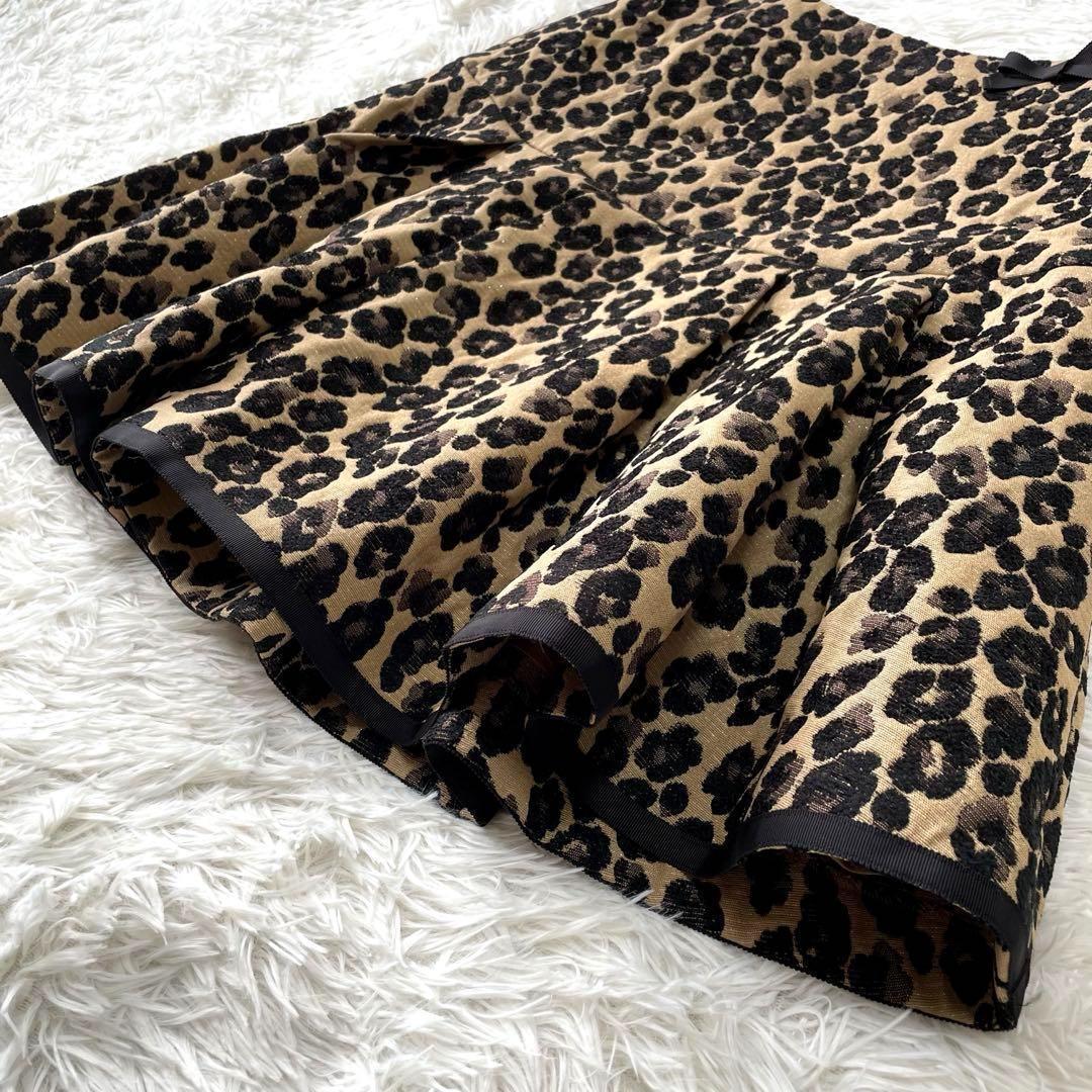 ✨エムズグレイシー✨【M】タグ付未使用品✨切り替えタックスカート✨レオパ　ヒョウ