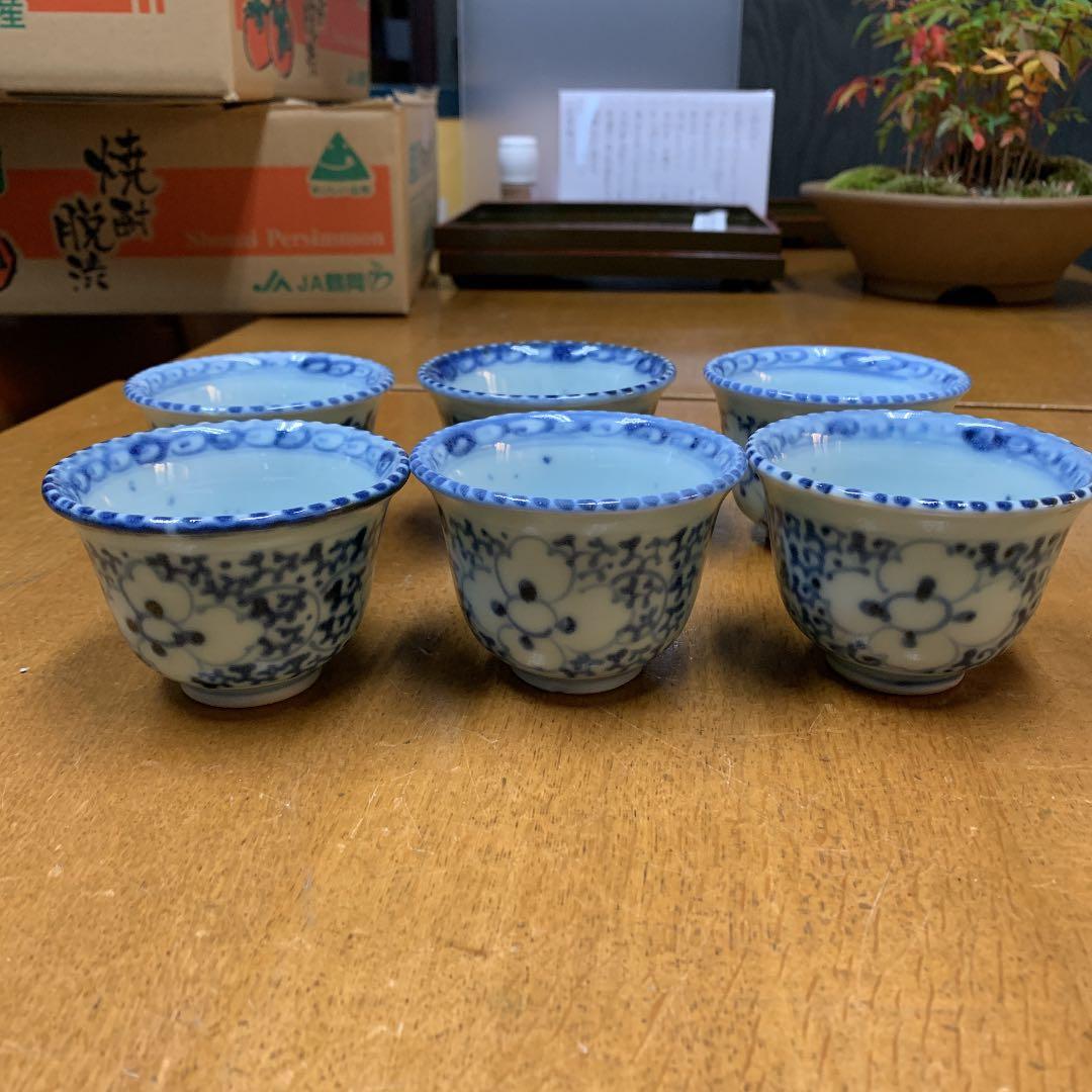 伊万里焼、花唐草模様、蕎麦猪口6ケ