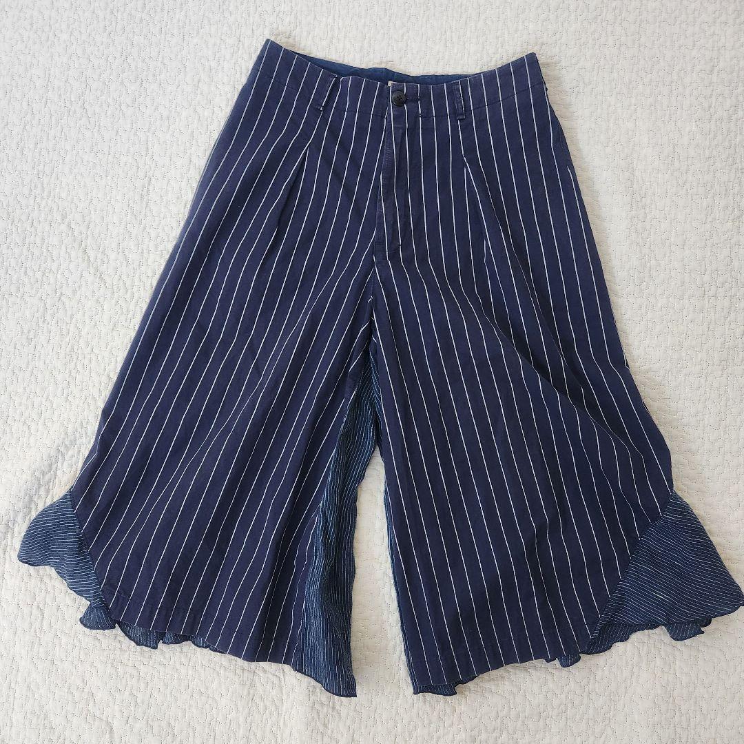 KAPITAL オーロラパンツ　ガウチョパンツ　ハーフ　藍色　ヒッコリー