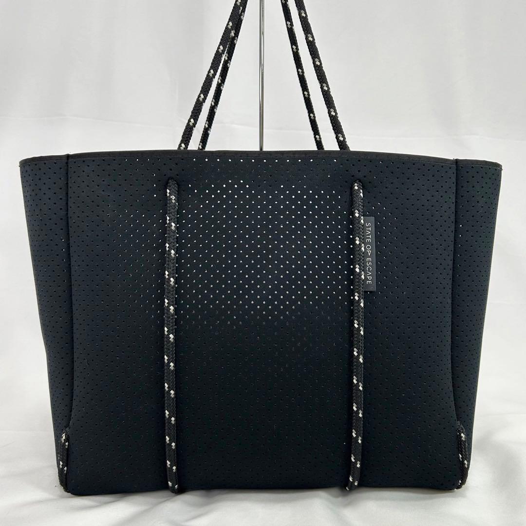 【極美品】ステイトオブエスケープ トートバッグ ポーチ付き 黒 A4可 大容量