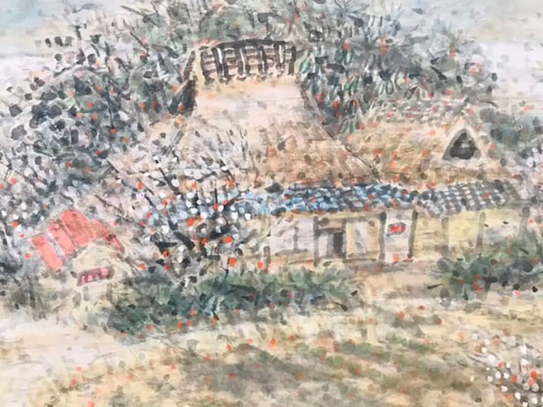 白井青淵『湖西の早春風景』日本画 10号 原画 和紙 真作保証