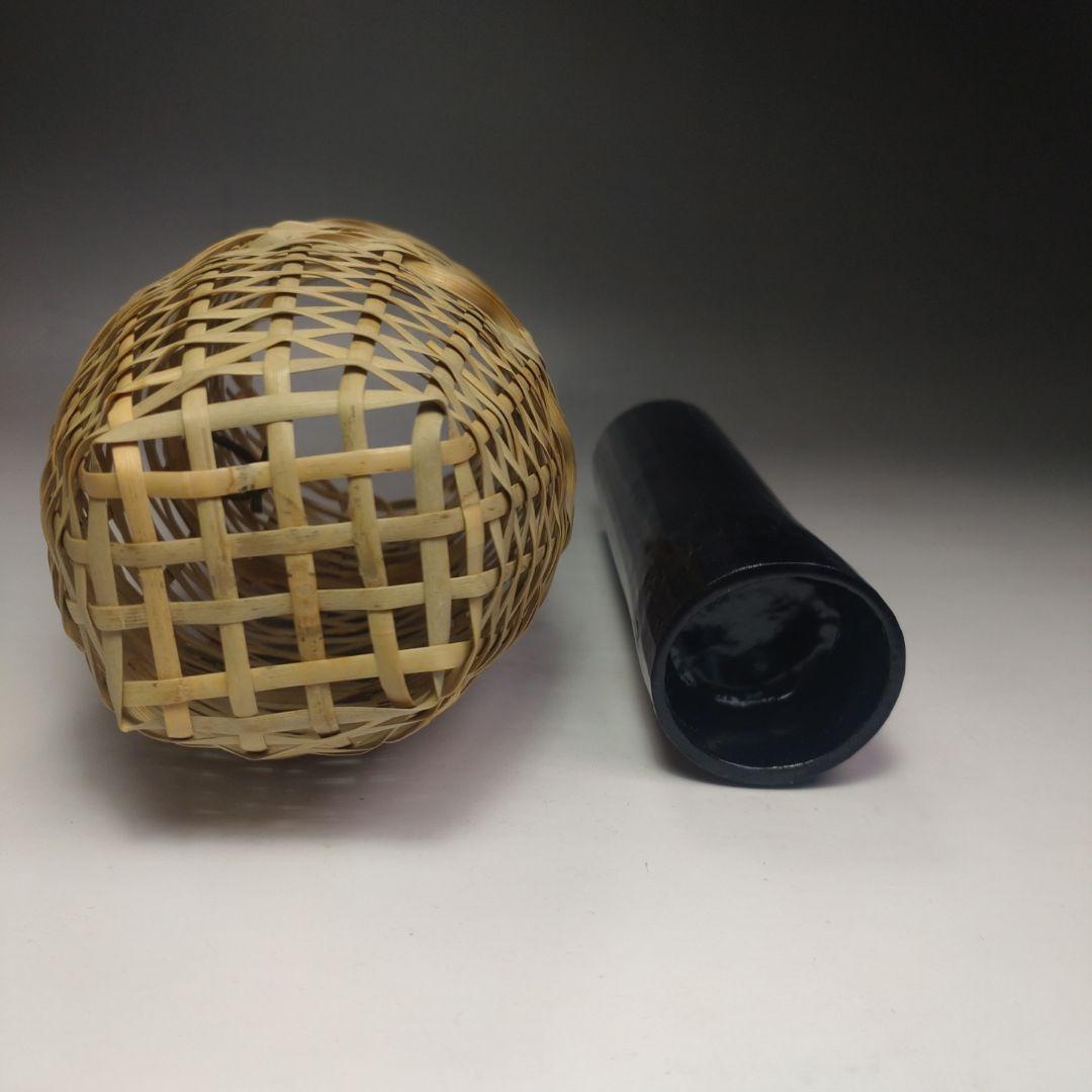 イ214 竹花生『竹器師　黒田宗傅』『宗全作写　籠花入　表千家久田宗也　極箱』