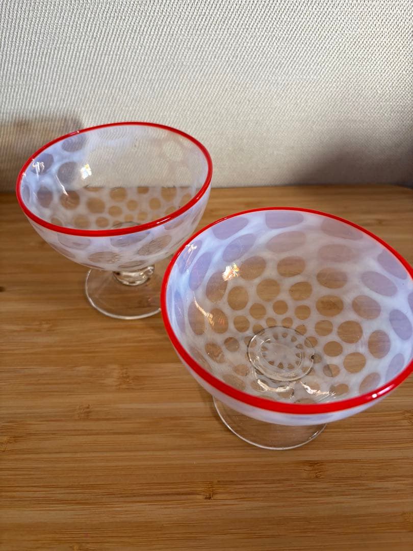 水玉模様 ガラスボウル 2個セット