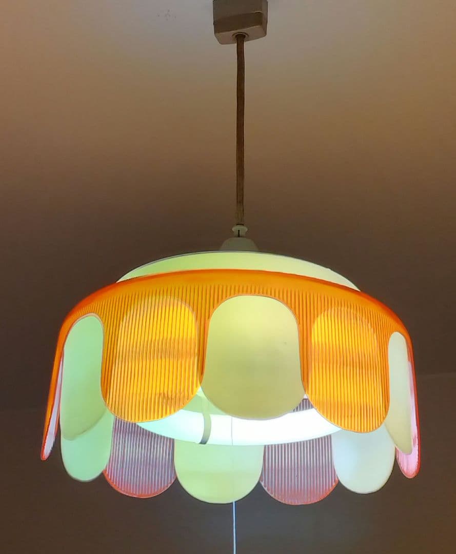 ナショナル製 昭和レトロポップ フリル 蛍光灯 照明 ペンダント ライト