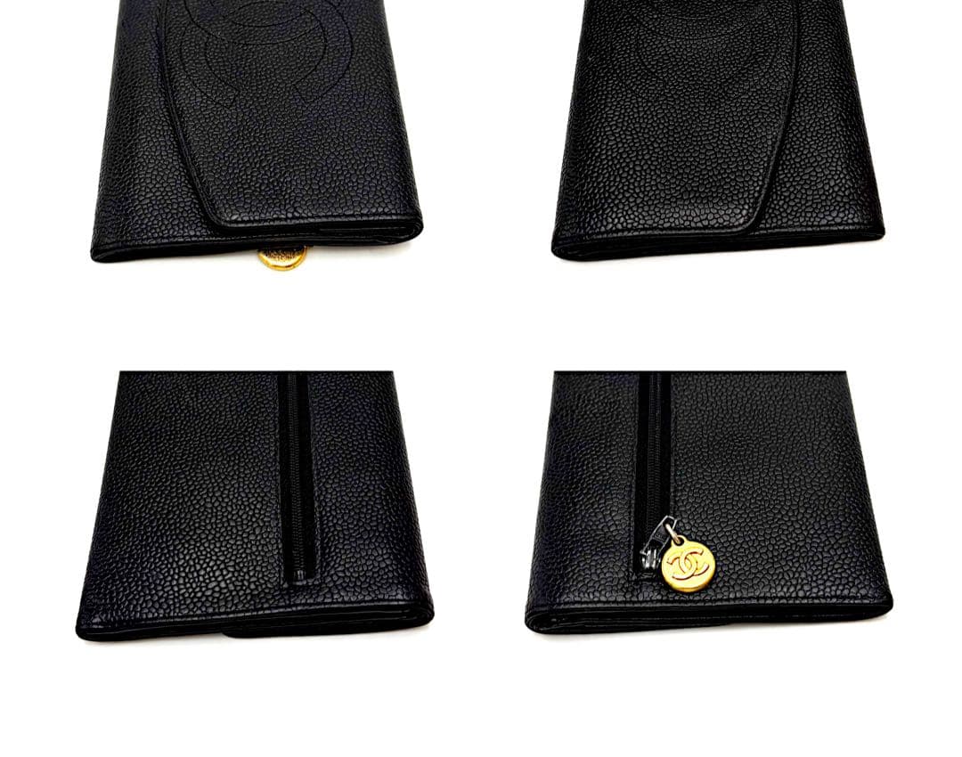 シャネル 二つ折り キャビアスキン デカココ 財布