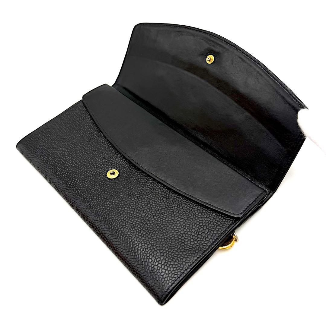 シャネル 二つ折り キャビアスキン デカココ 財布