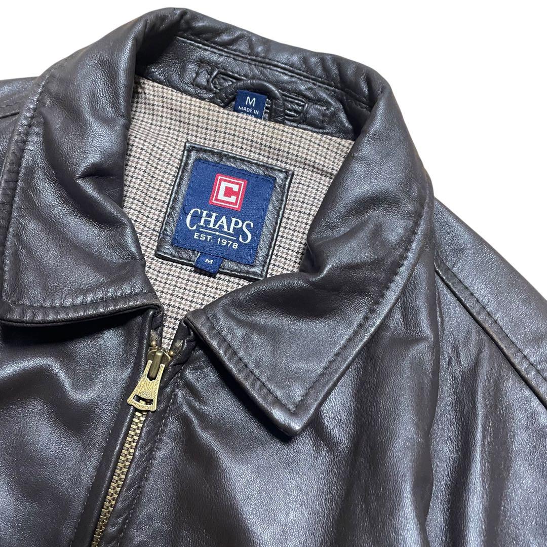 00s CHAPS チャップス レザー スウィングトップ ダークブラウン